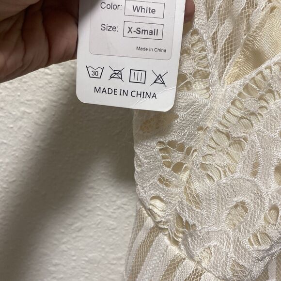 womens lace romper xs small white cream shorts light thin nwt tt - Picture 3 of 9